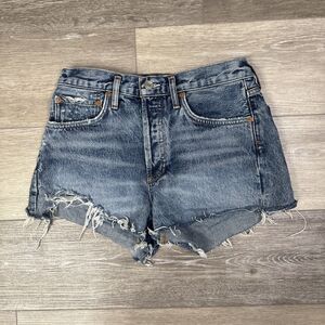 AGOLDE Womens Parker Vintage Cut Off Shorts Distressed Blue Size 26 Button Fly